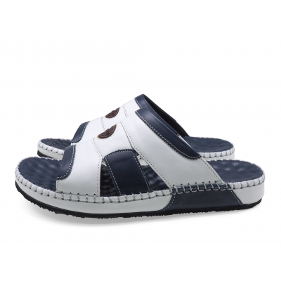 Men Sandals SKC-14 White-Blue Nappa